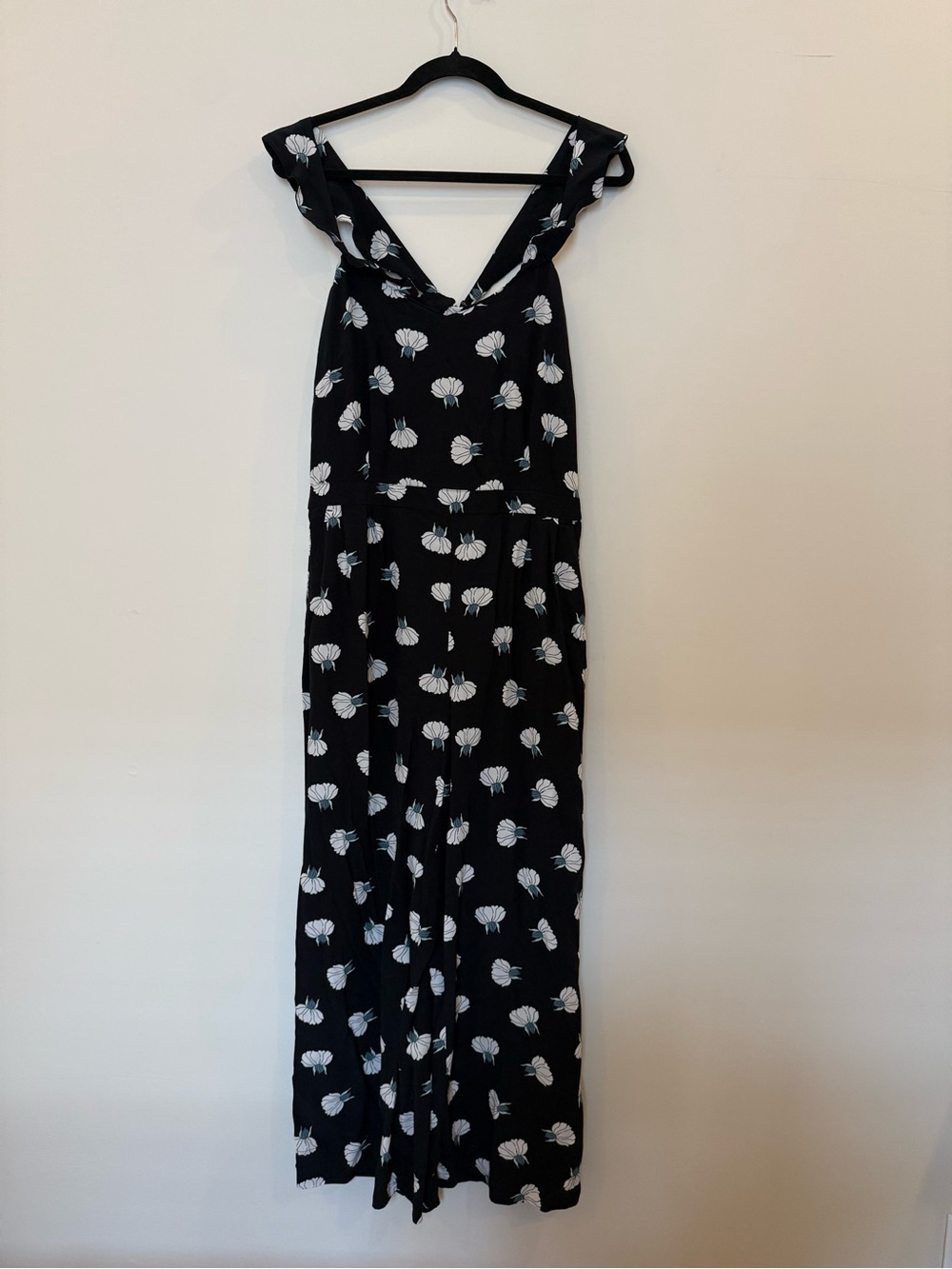 Black Floral Print Chiffon Jumpsuit